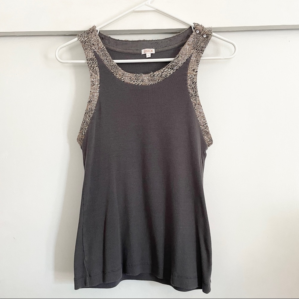LaRok tweed trim gray retro tank top L